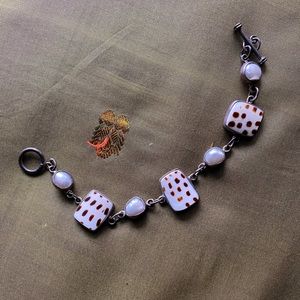 925 Silver Sea Pearl and Shell Bracelet